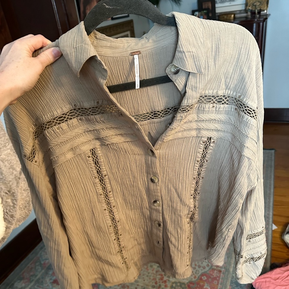 Free people long sleeve cropped button up